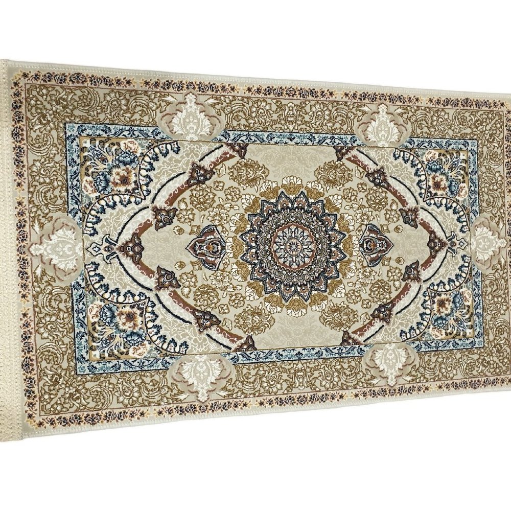 100% Wool Rug Doormat Turkish Green Beige 2x1 Cotton Base 221118AMNMTP10CGBB
